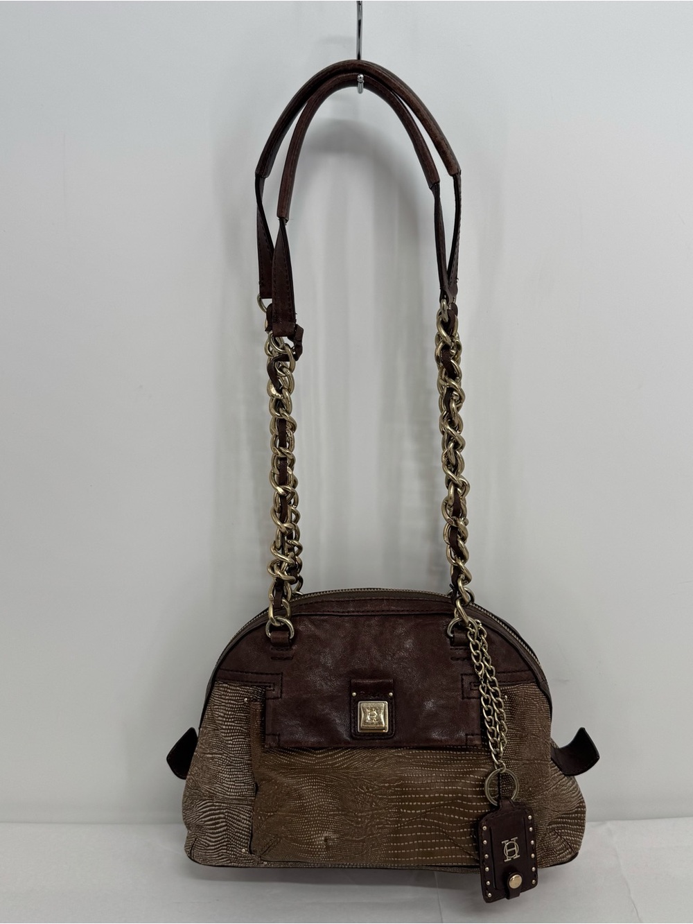 Olivia Harris Brown Leather and Gold Accents Gorgeous Shoulder Bag